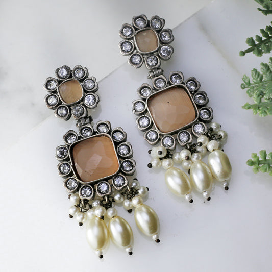 Peach Floral Drop Earring