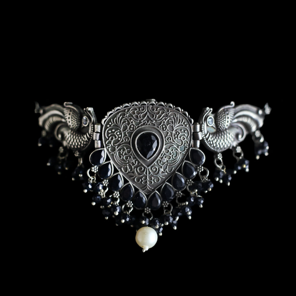 Black Tribal Peacock Choker