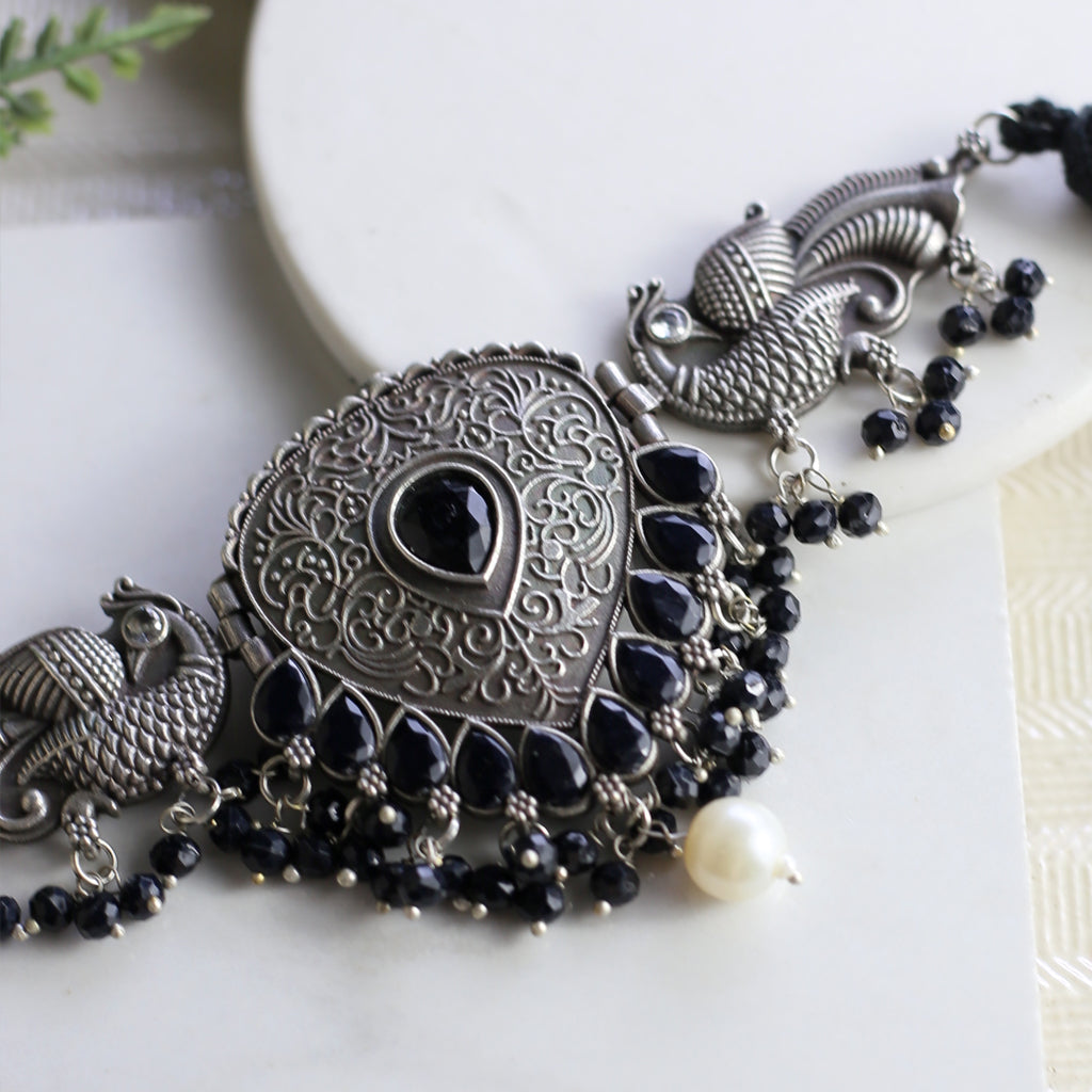 Black Tribal Peacock Choker