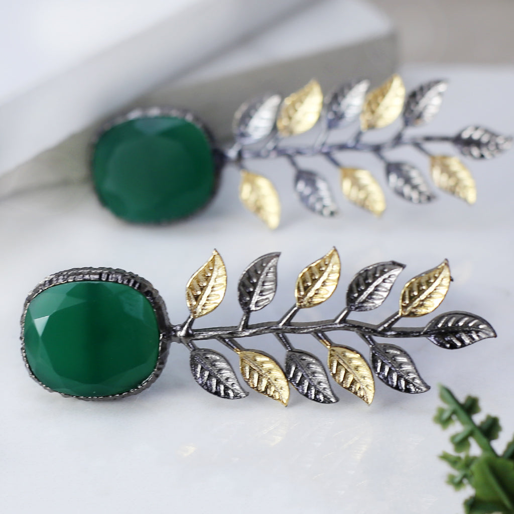 Green Leaf Drop Earring - Rabal
