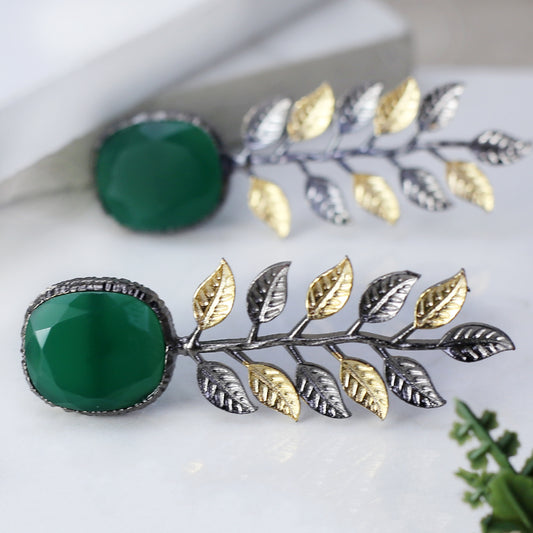Green Leaf Drop Earring - Rabal