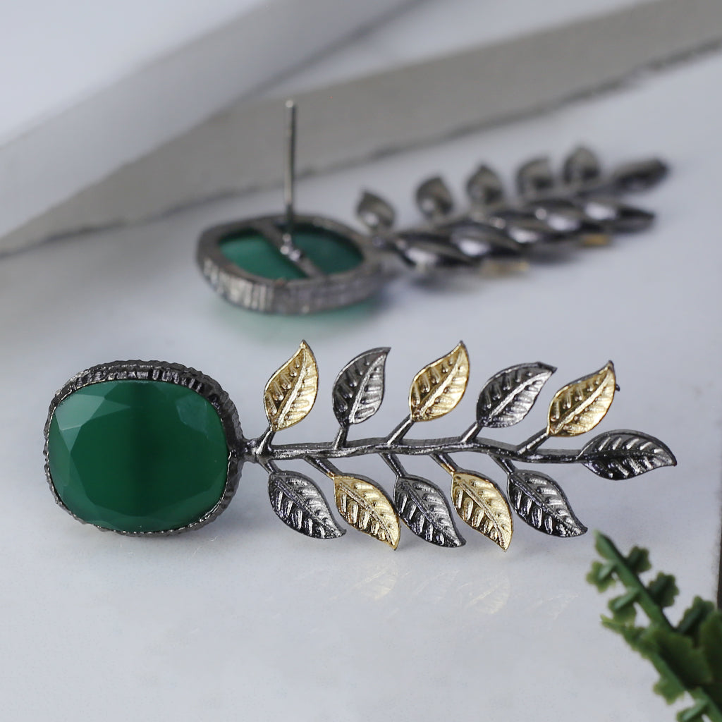 Green Leaf Drop Earring - Rabal