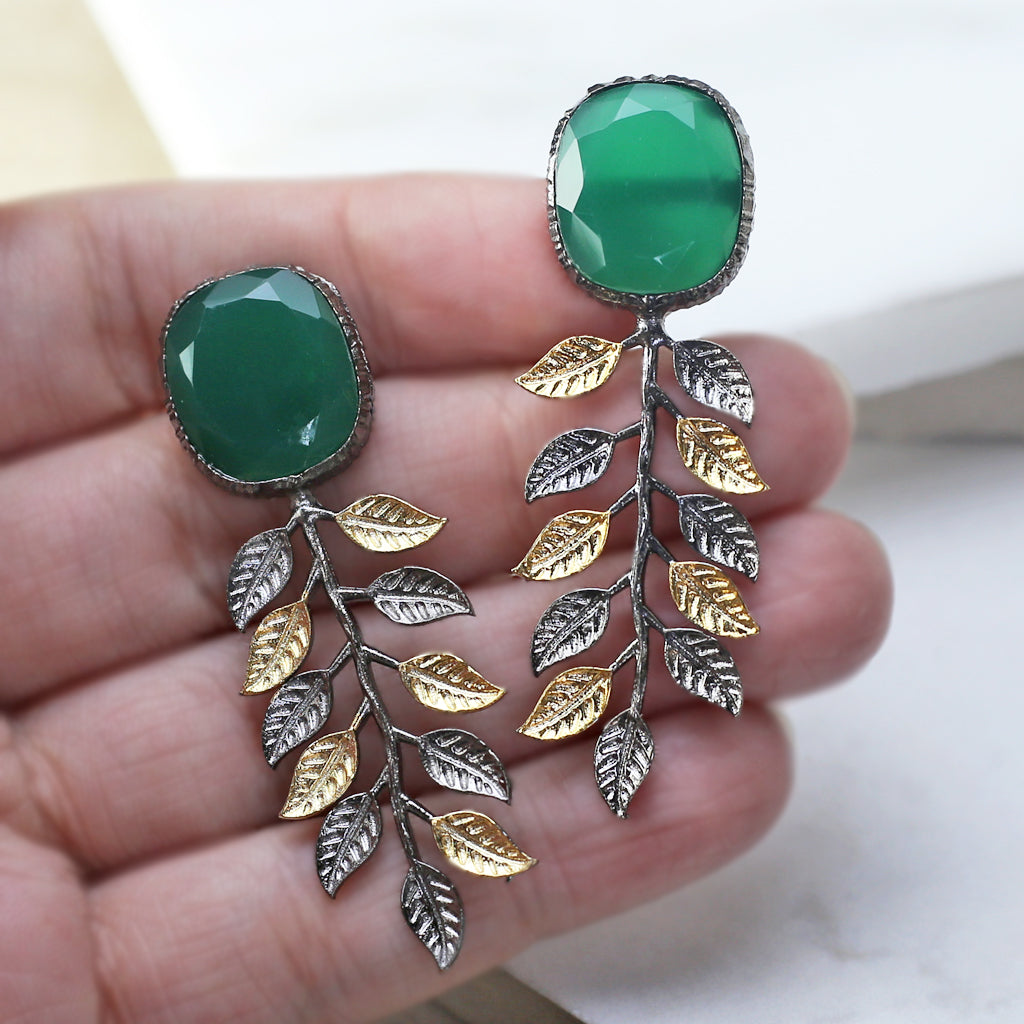 Green Leaf Drop Earring - Rabal