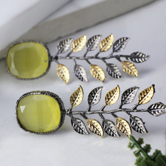 Yellow Leaf Drop Earring - Rabal