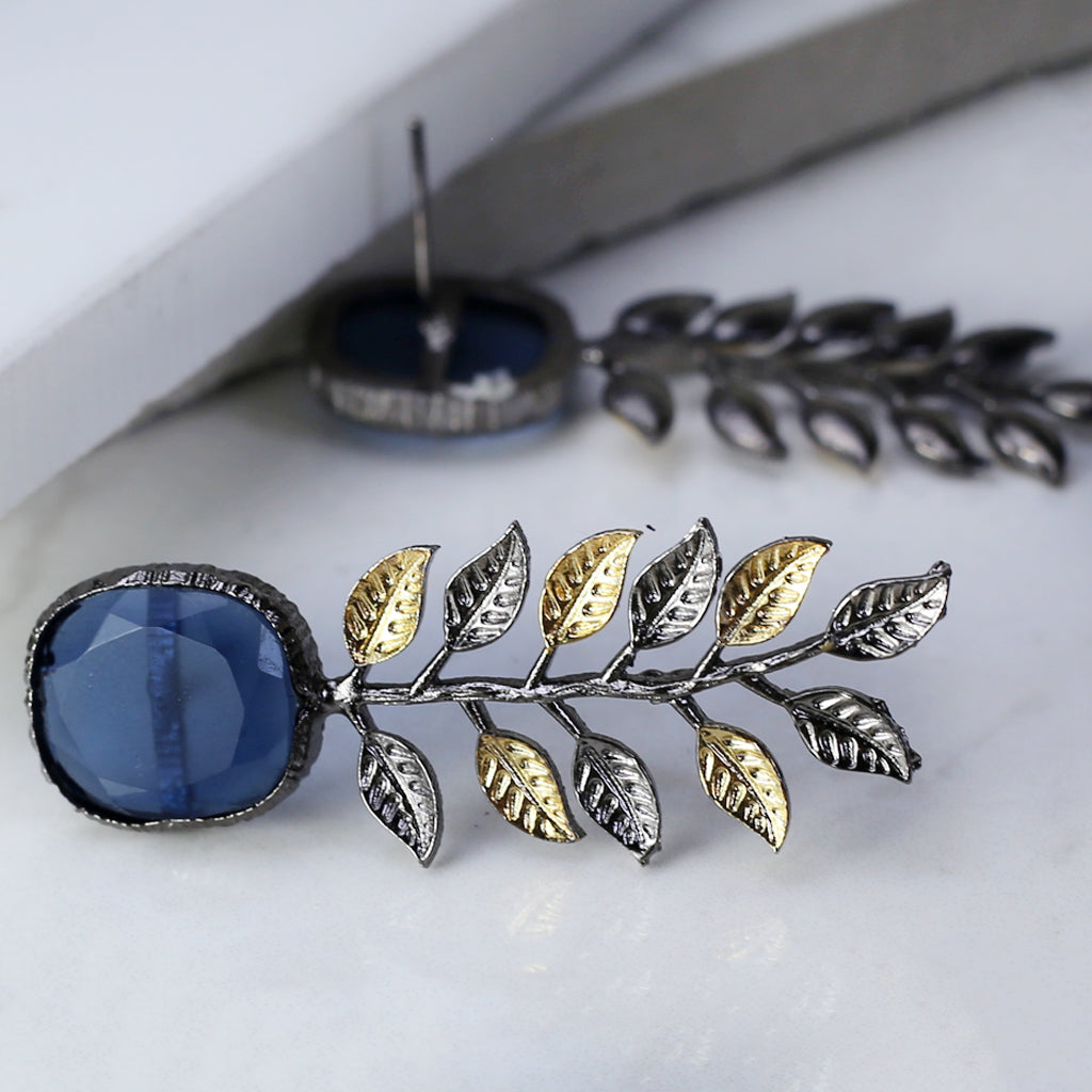 Blue Leaf Drop Earring - Rabal