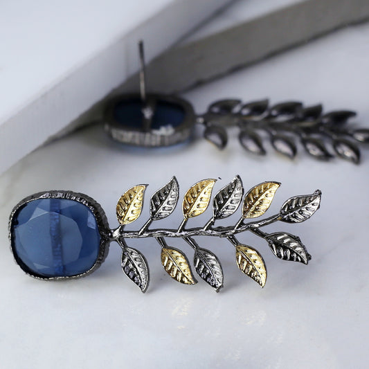 Blue Leaf Drop Earring - Rabal