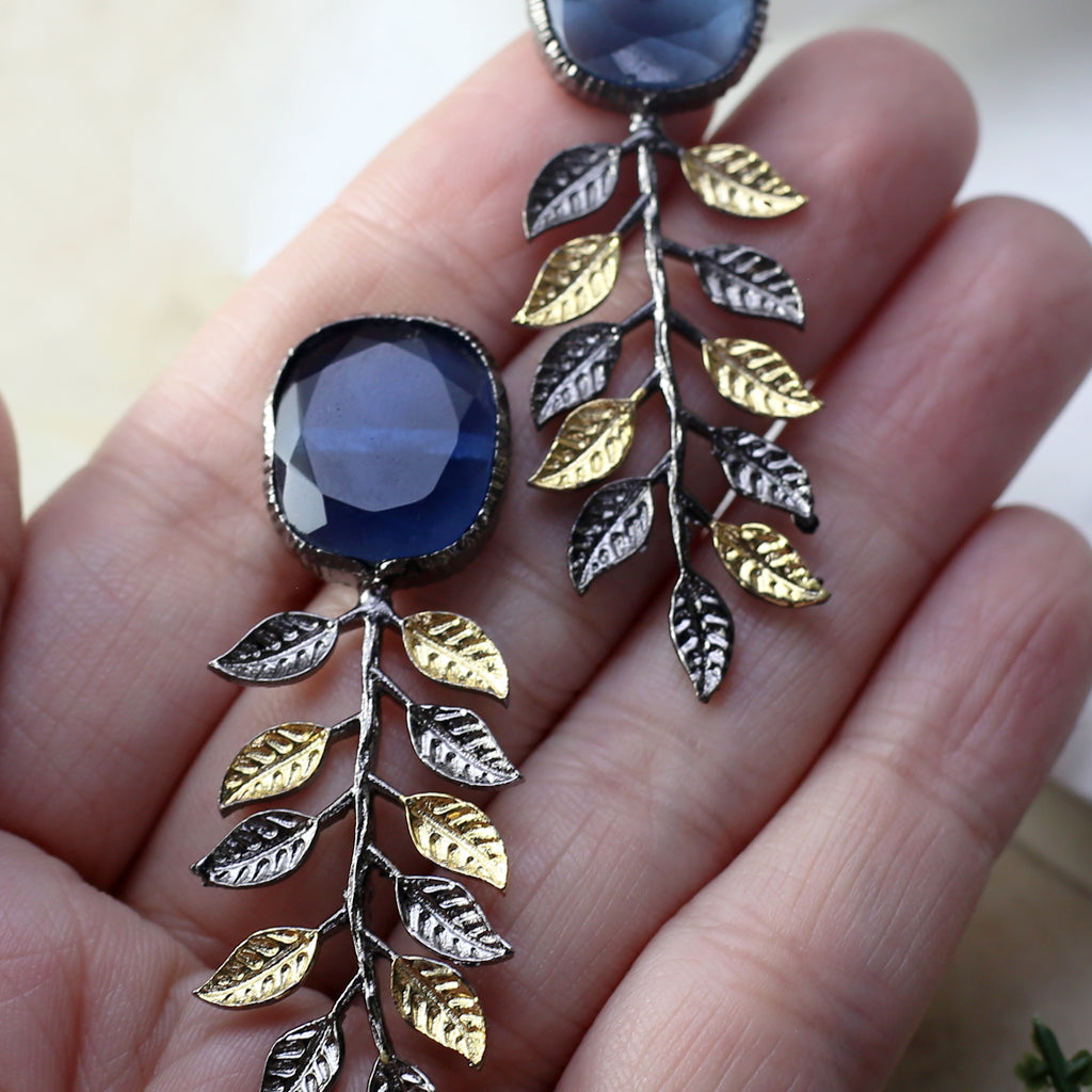 Blue Leaf Drop Earring - Rabal
