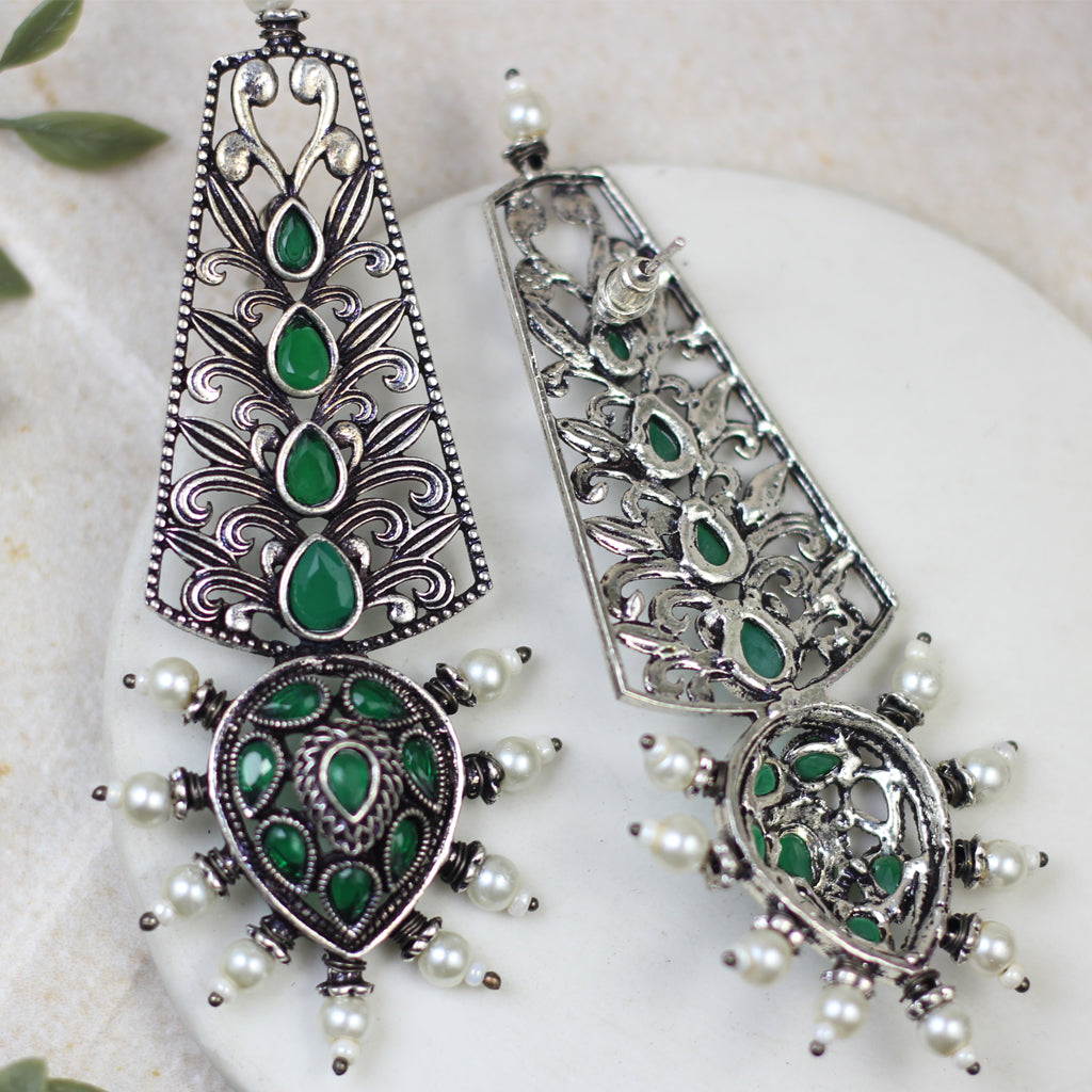 Tribal Green Drop Earring