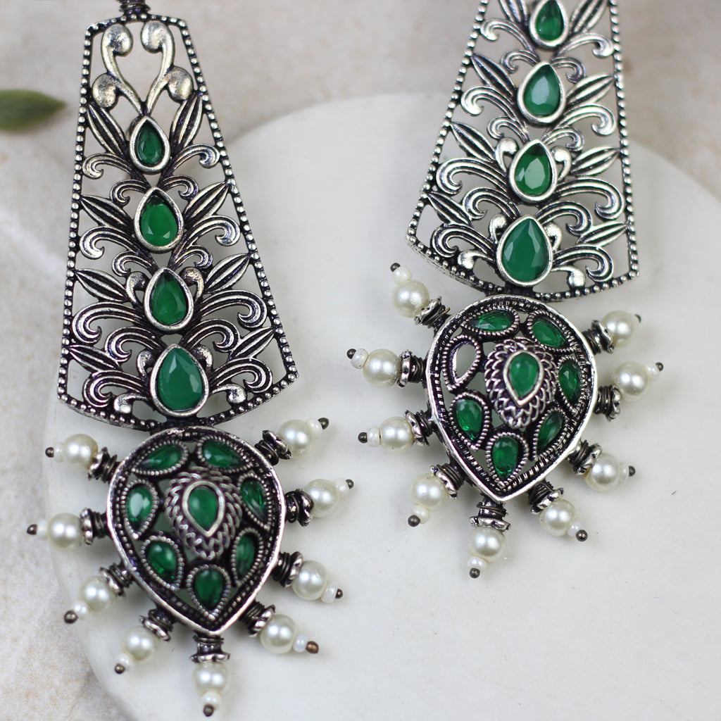 Tribal Green Drop Earring