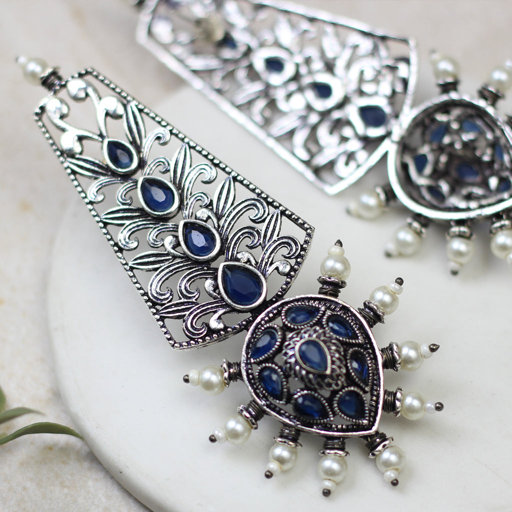 Tribal Blue Drop Earring