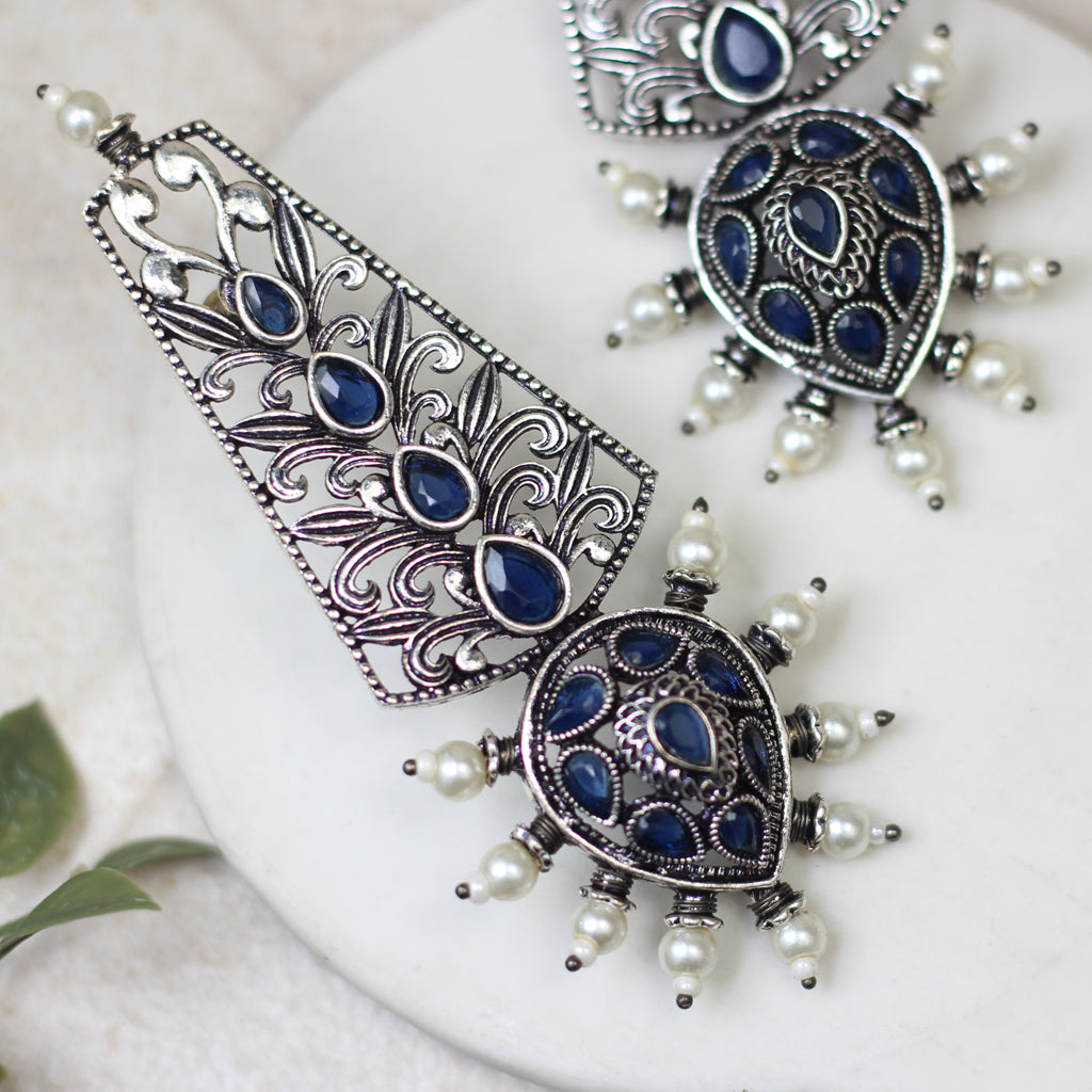 Tribal Blue Drop Earring