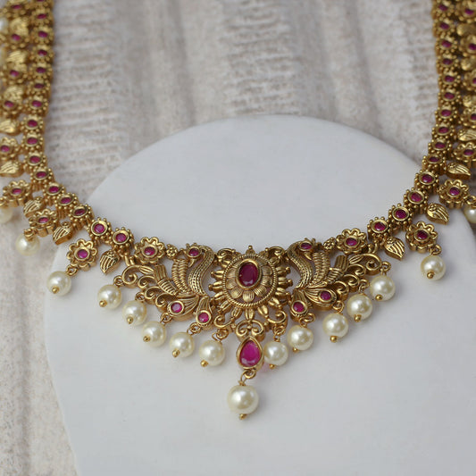 Ruby Flower Necklace - Rabal