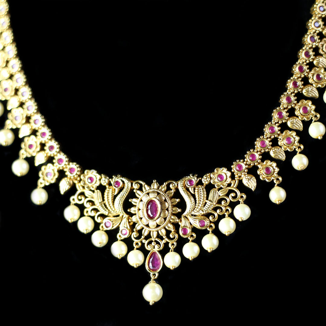 Ruby Flower Necklace - Rabal