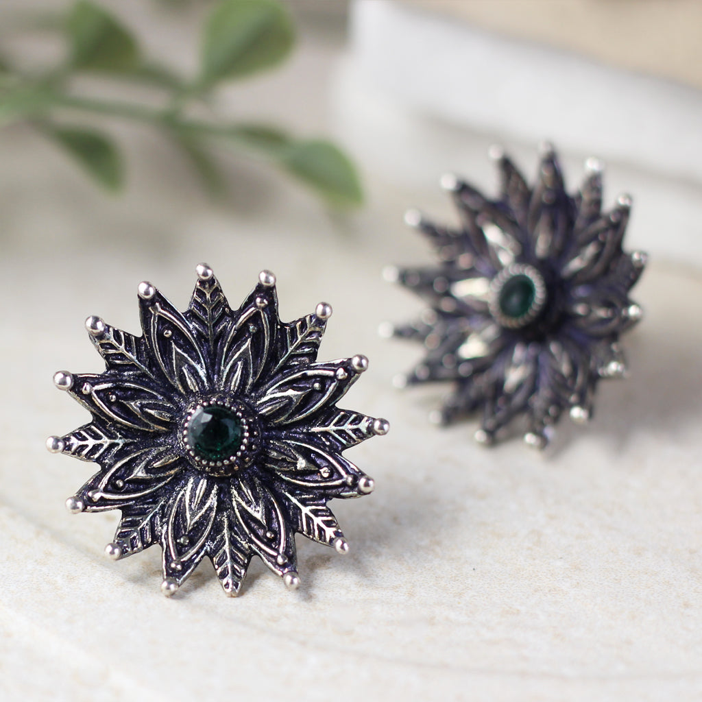Green Tribal Stud Earring