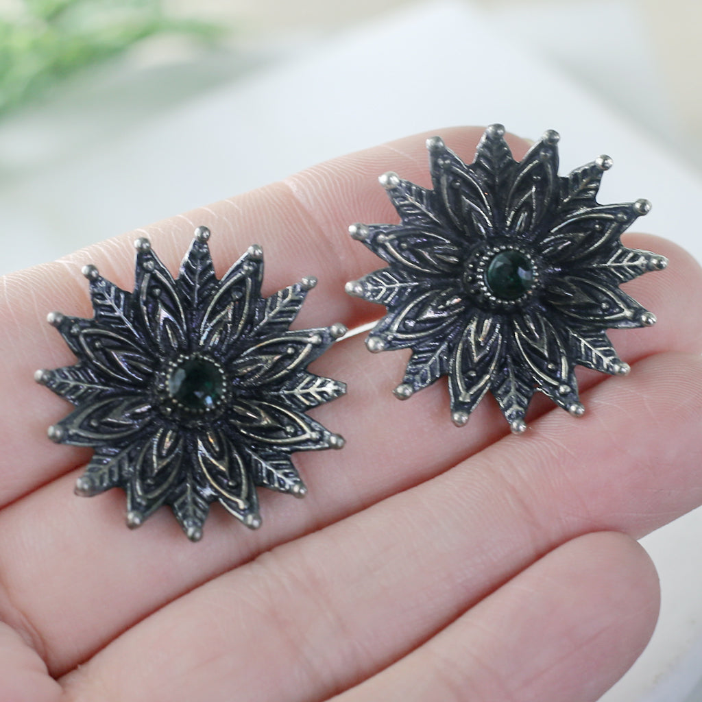 Green Tribal Stud Earring