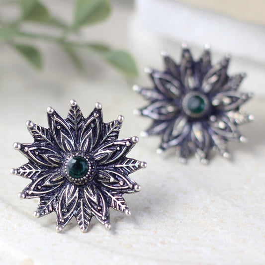 Green Tribal Stud Earring