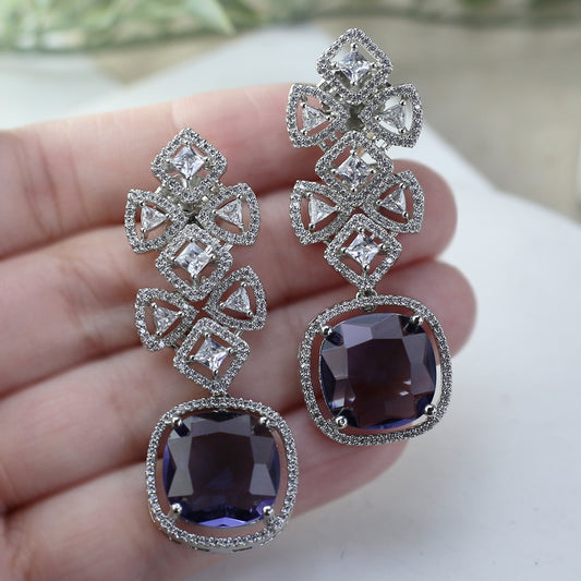 Purple Zircon Drop Earring