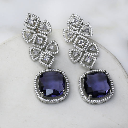 Purple Zircon Drop Earring