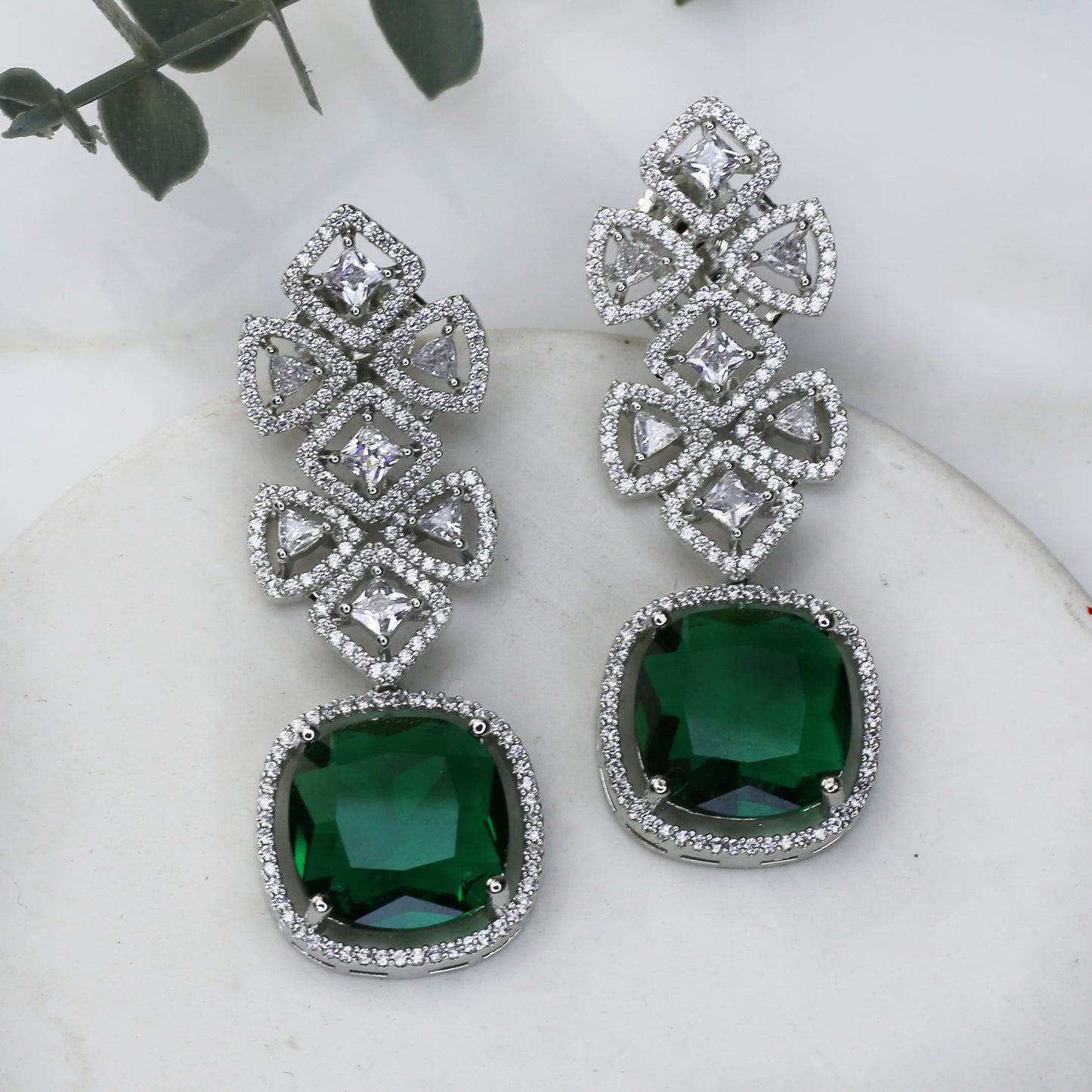 Green Zircon Drop Earring