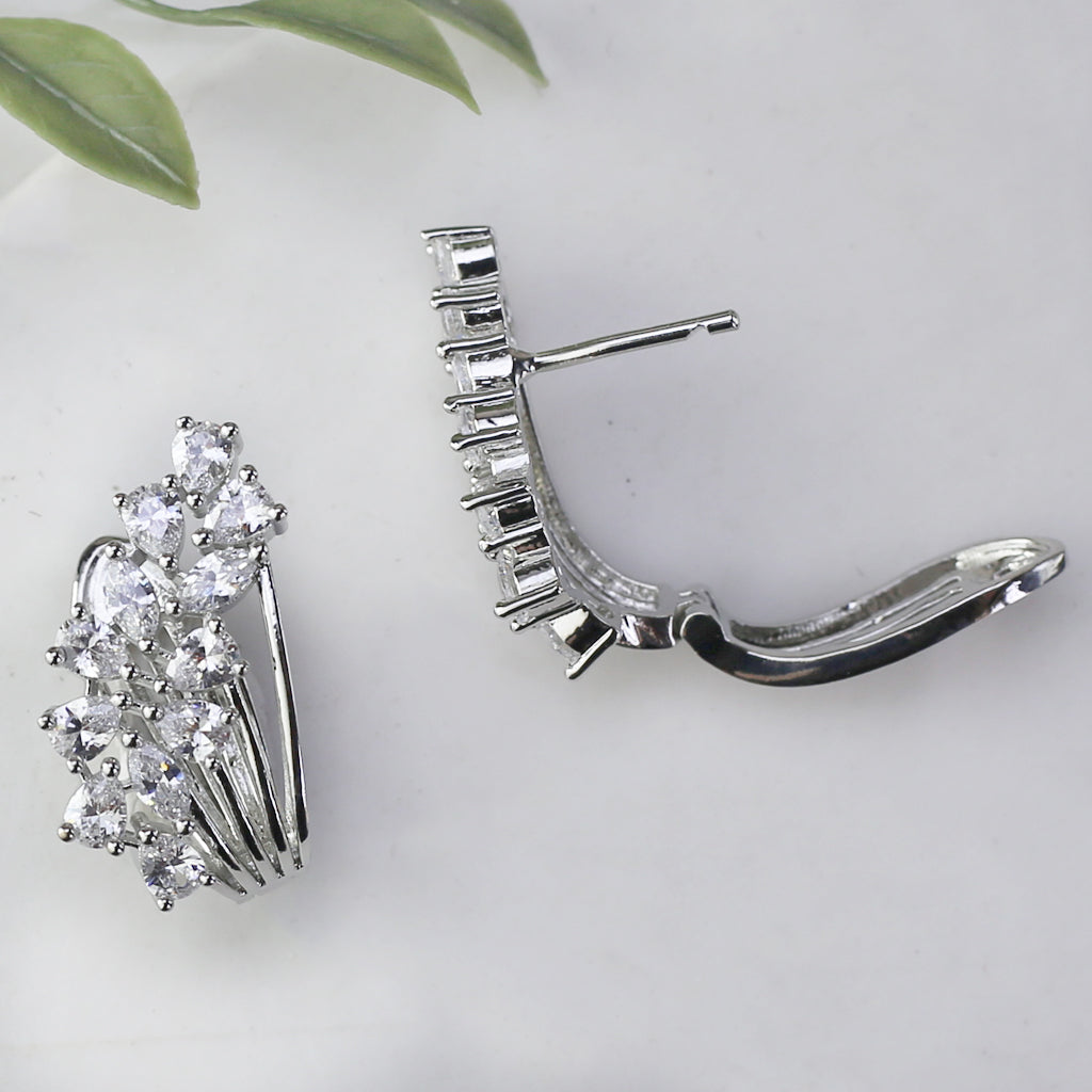 Silver Zircon Clip Stud Earring