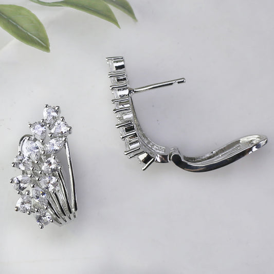 Silver Zircon Clip Stud Earring
