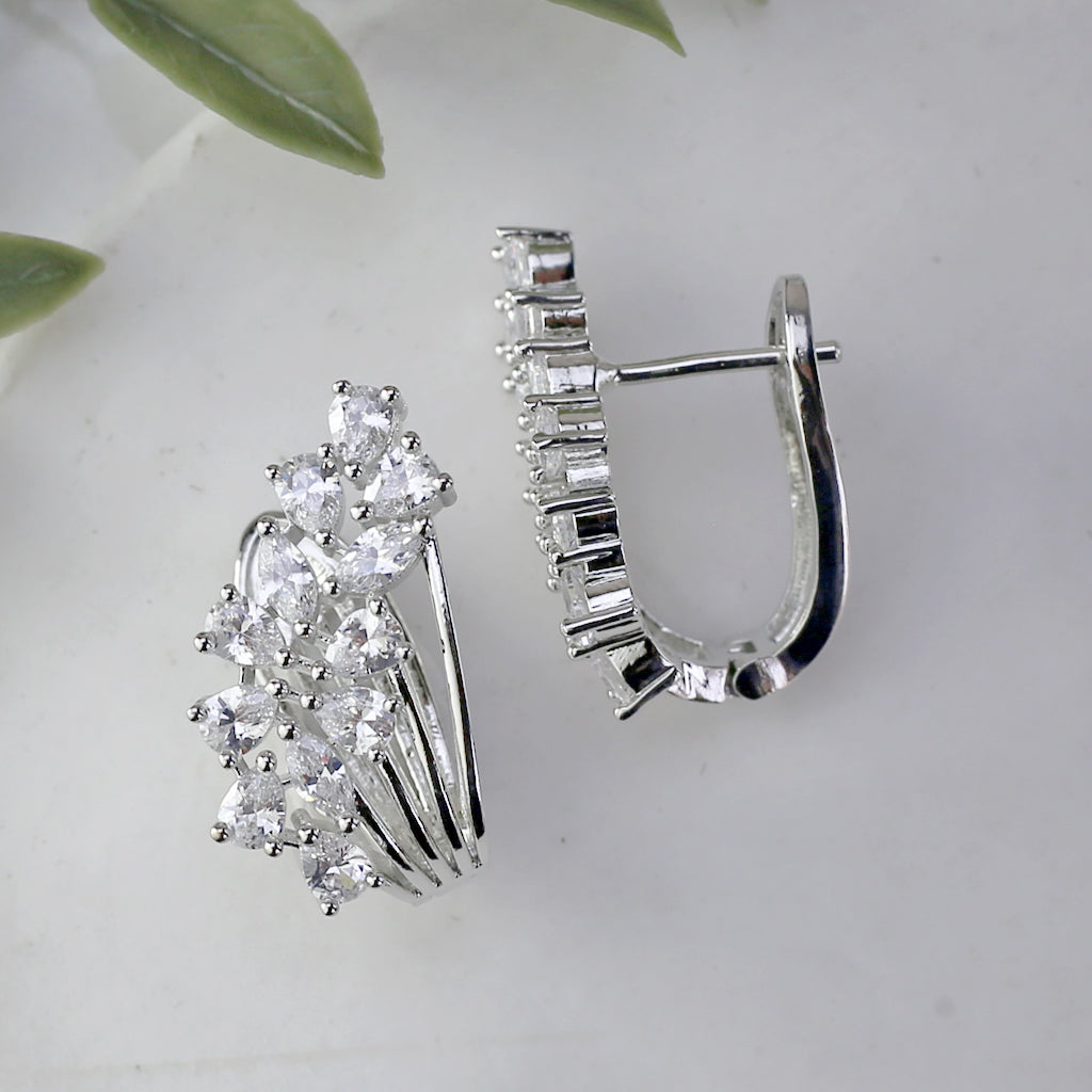 Silver Zircon Clip Stud Earring
