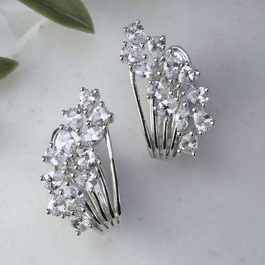 Silver Zircon Clip Stud Earring