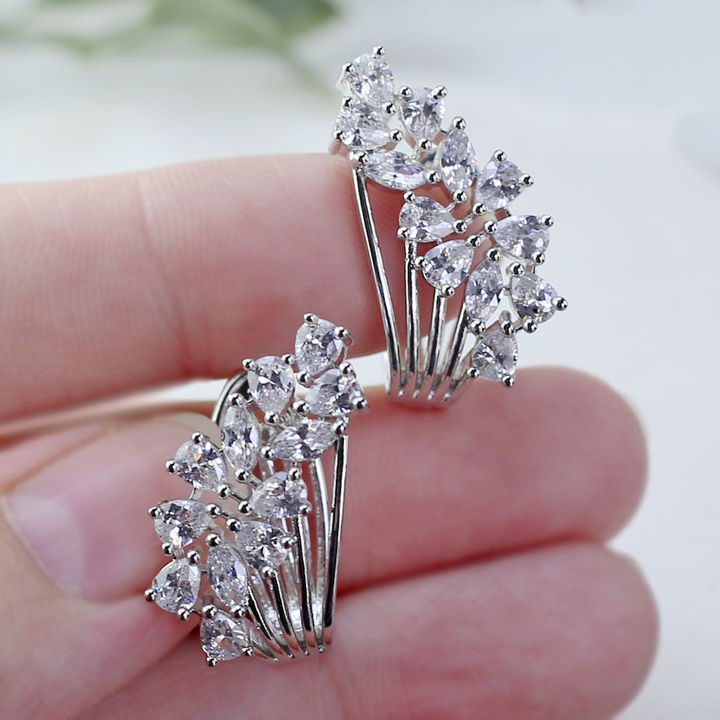 Silver Zircon Clip Stud Earring