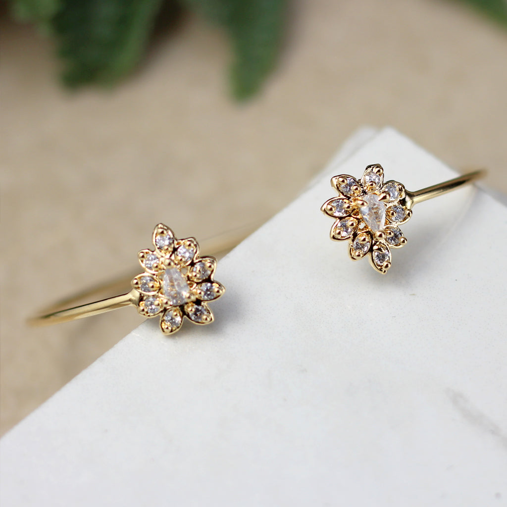 Flower Zircon Gold Bangle - Rabal