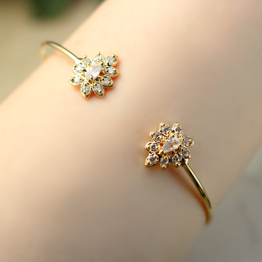 Flower Zircon Gold Bangle - Rabal