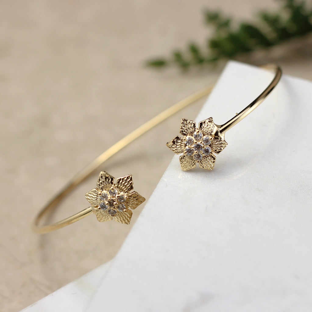 Flower Gold Zircon Bangle - Rabal