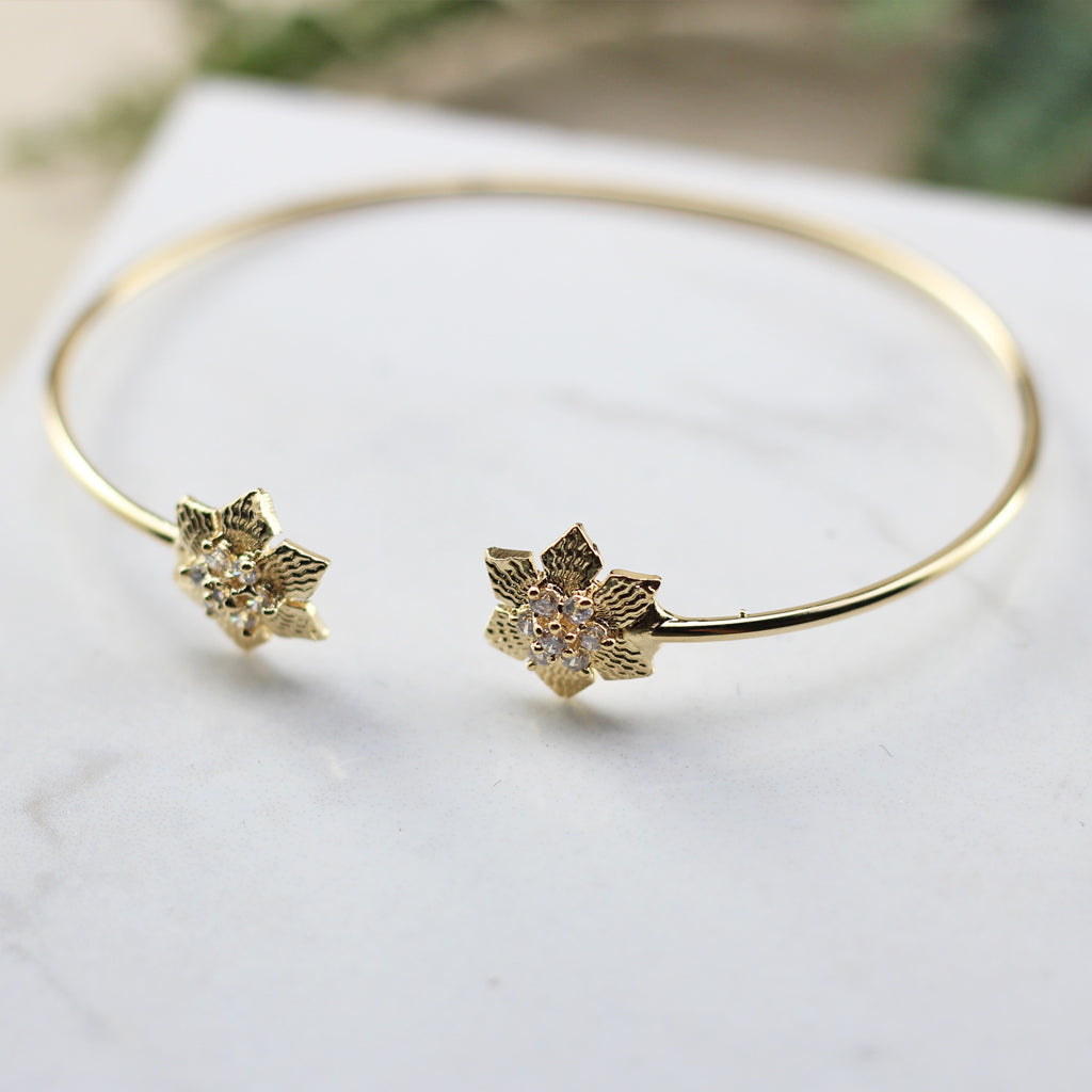 Flower Gold Zircon Bangle - Rabal