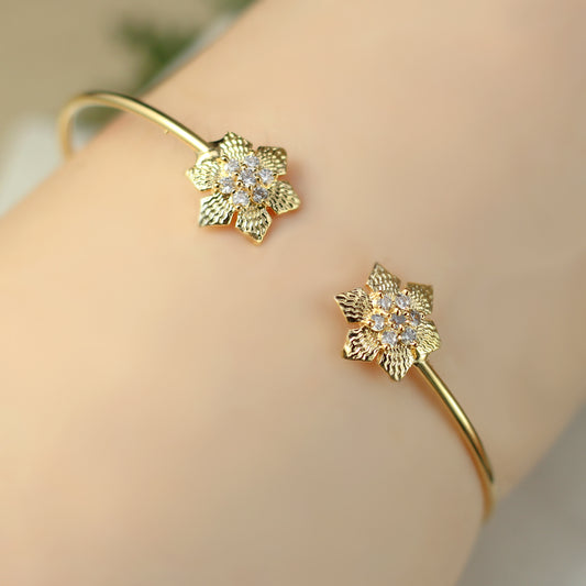 Flower Gold Zircon Bangle - Rabal
