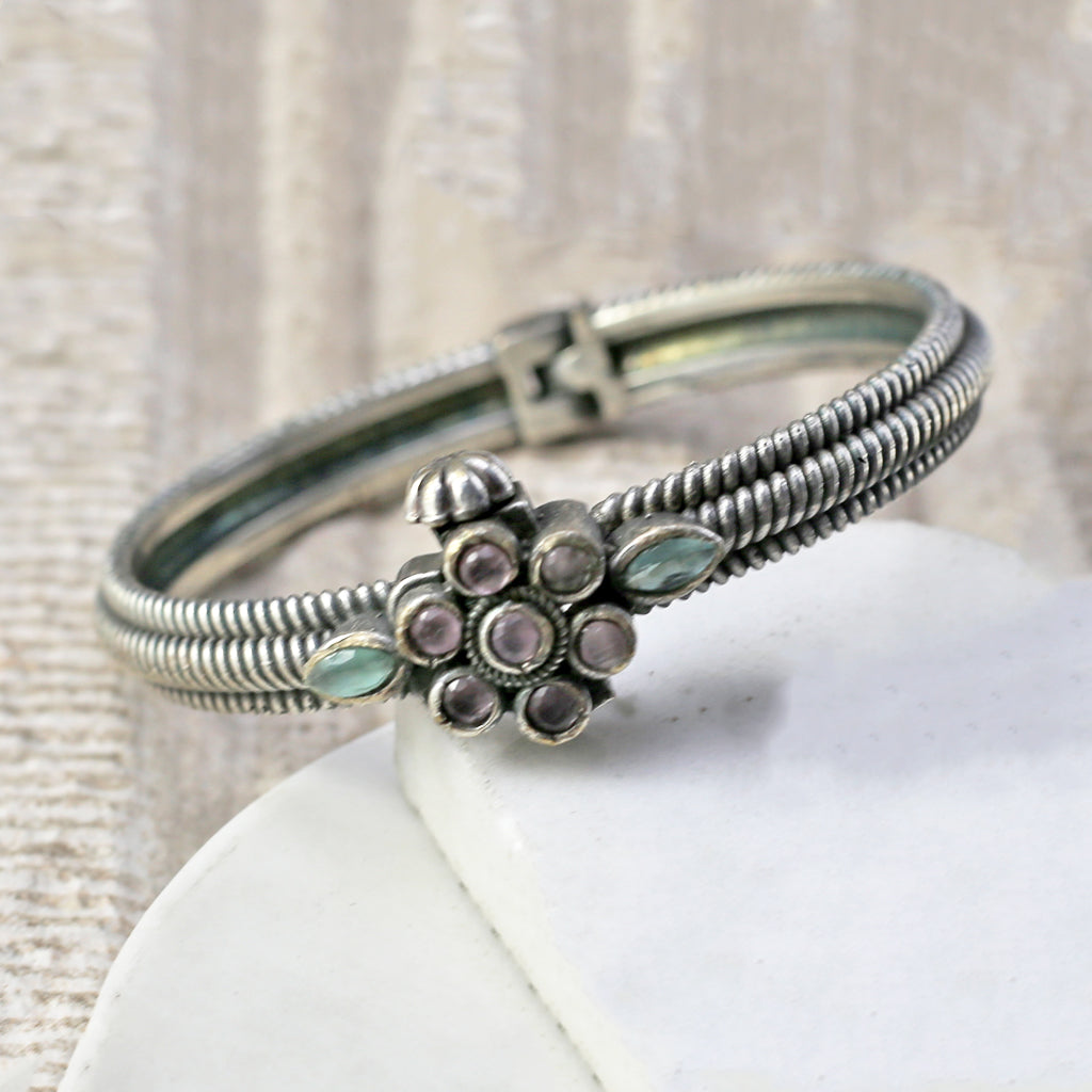 Pink / Mint Tribal Lock Bangle