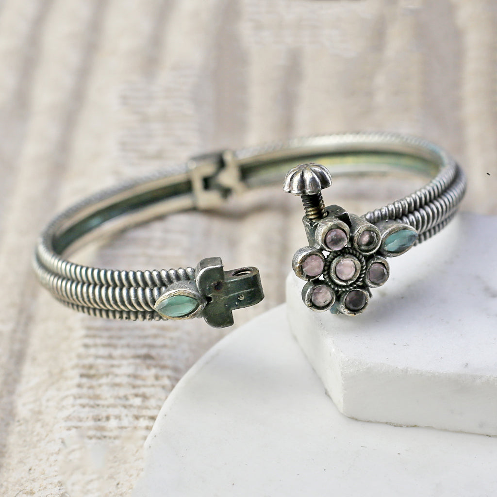 Pink / Mint Tribal Lock Bangle