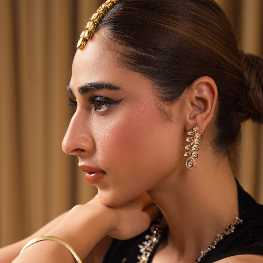 Black Kundan Drop Earring