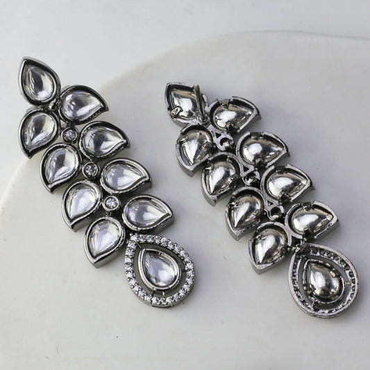 Black Kundan Drop Earring