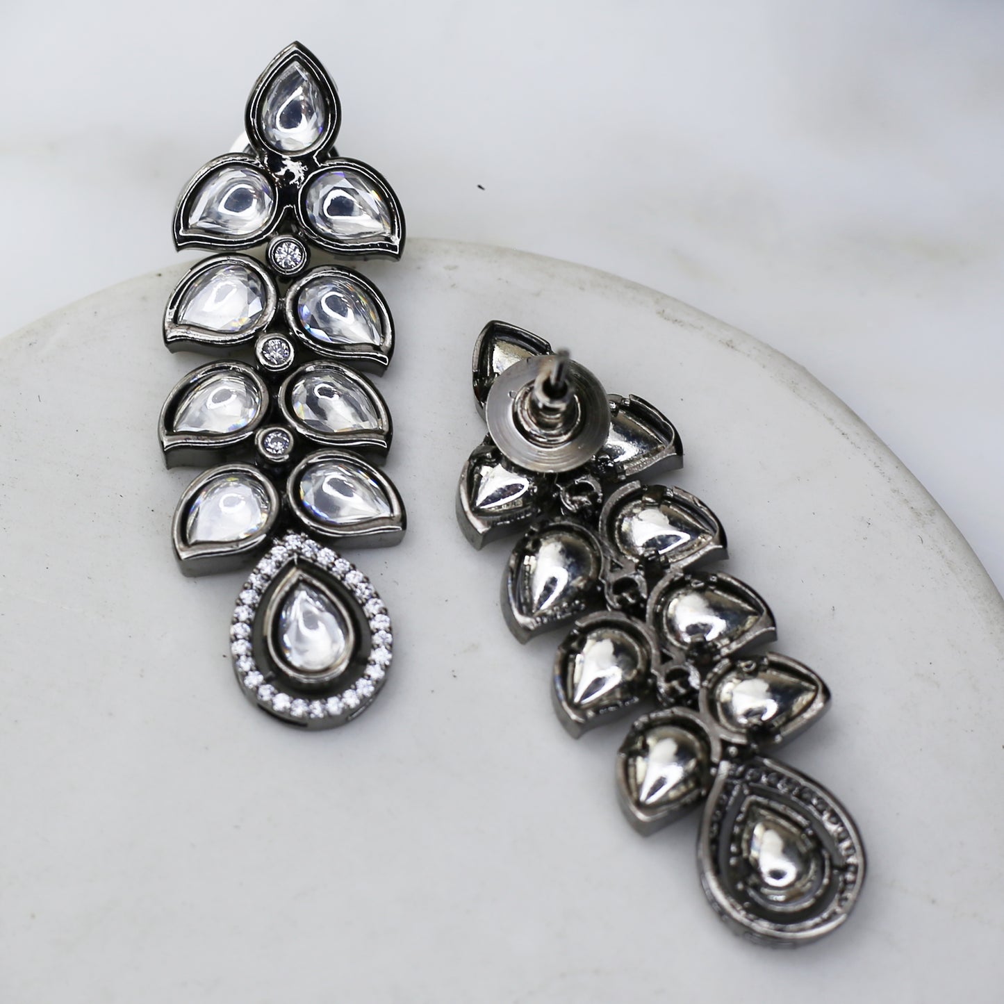 Black Kundan Drop Earring