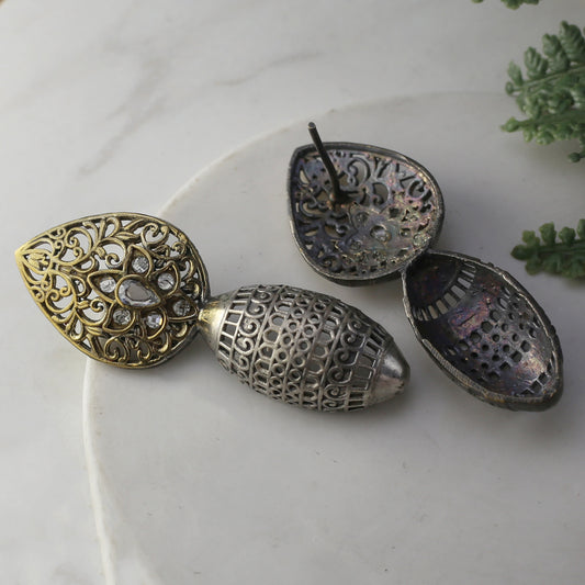White Tribal Drop Earring