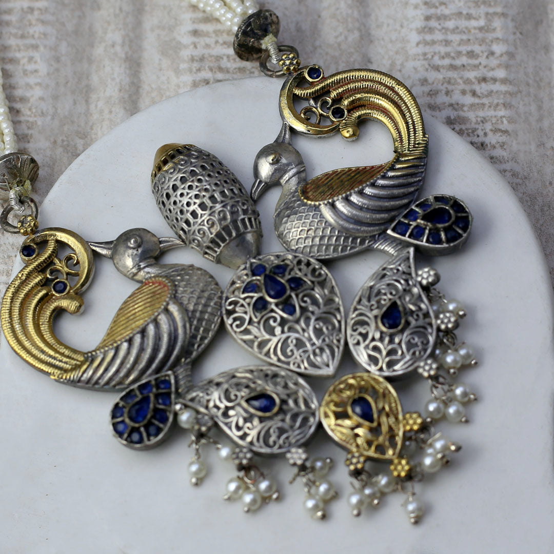 Blue Statement Peacock Bird Mala - Rabal