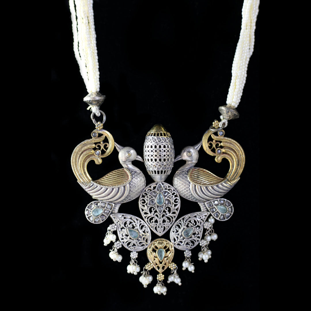 Mint Statement Peacock Bird Mala - Rabal