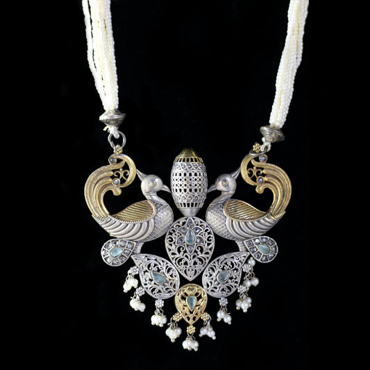 Mint Statement Peacock Bird Mala - Rabal
