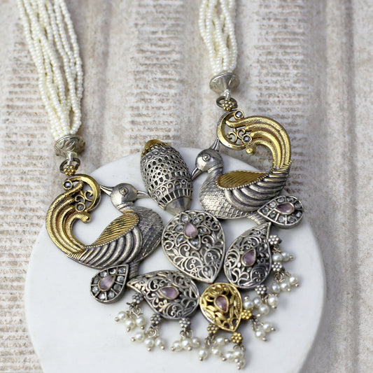 Pink Statement Peacock Bird Mala - Rabal