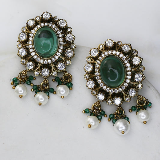 Green Antique Stud Earring