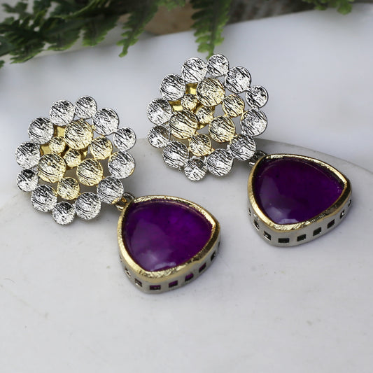 Purple Dotted Drop Earring