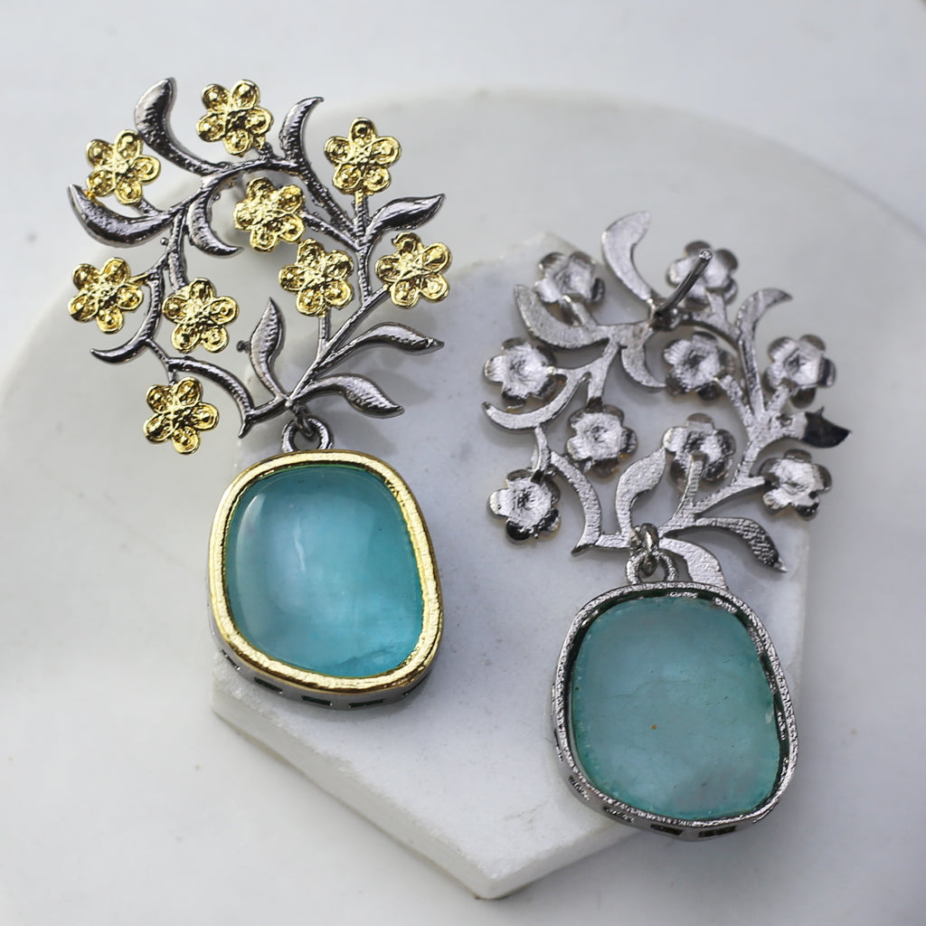 Light Turquoise Floral Drop Earring