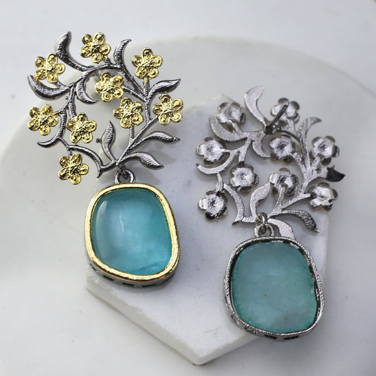 Light Turquoise Floral Drop Earring