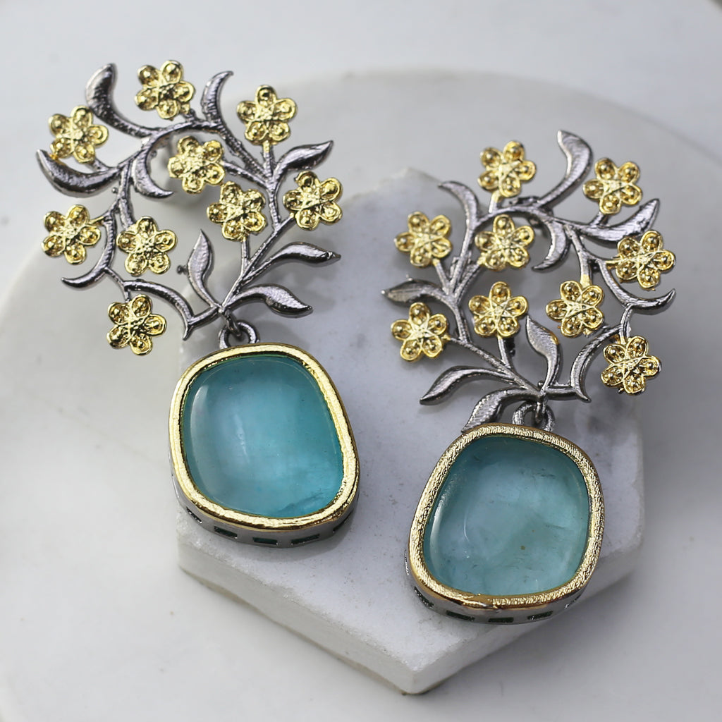 Light Turquoise Floral Drop Earring
