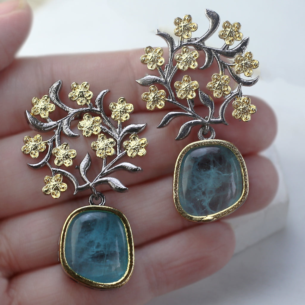 Light Turquoise Floral Drop Earring