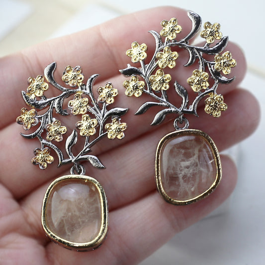 White Floral Drop Earring